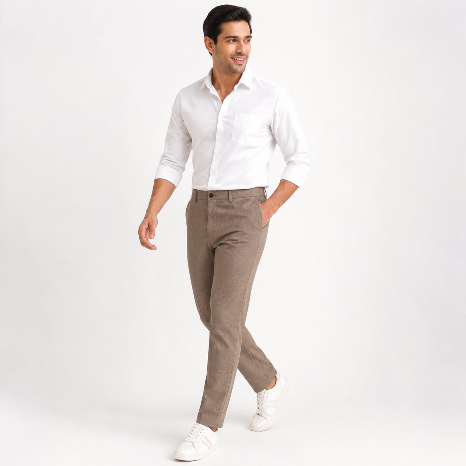 Men's Coffee Brown Slim Fit Formal Trousers-2