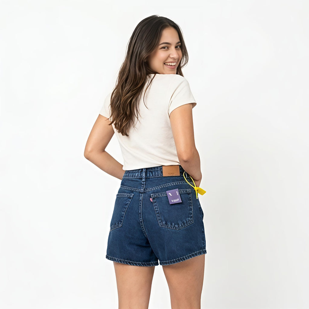 Women's Classic Blue Denim Shorts-2