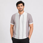 Men's Riviera White Vertical Stripe Polo T-Shirt-1