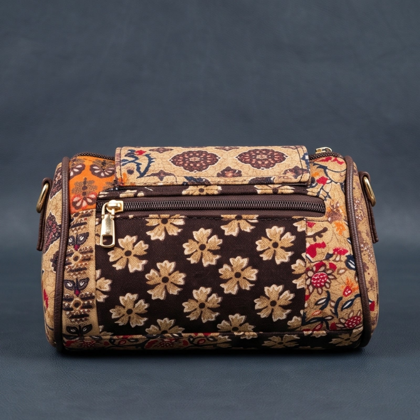 Women's Nomad Mustard Printed Barrel Sling Bag-3