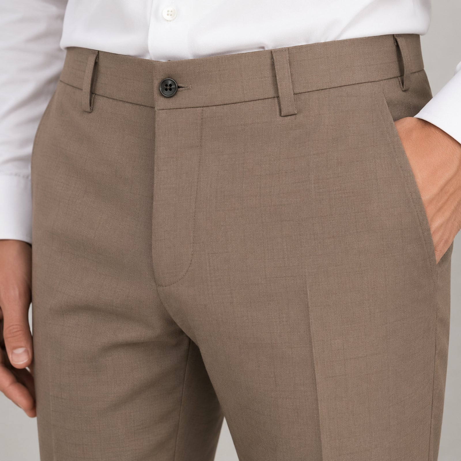 Men's Coffee Brown Slim Fit Formal Trousers-3