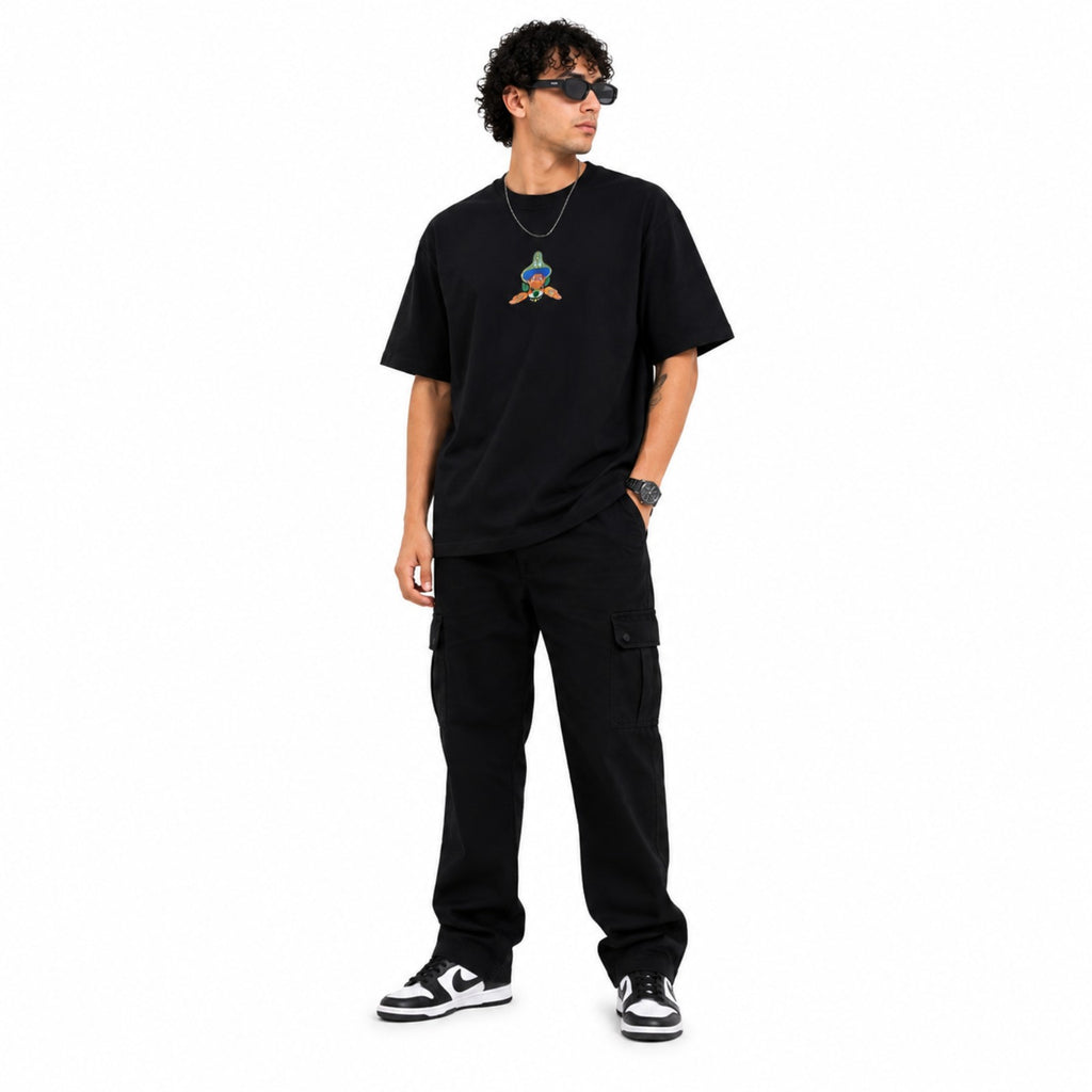 Men's Oversized Graphic Back Print Cotton T-Shirt-4