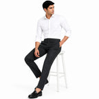 Men's Dark Green Classic Slim Fit Formal Trousers | Flat Front Tailored Office Pants-3