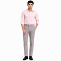 Men's Purple Textured Slim Fit Formal Trousers | Tailored Smart Office Wear Pants-1