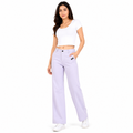 Women's Purple High-Waist Wide Leg Casual Trousers-1
