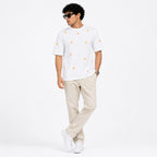 Men's White Minimal Printed Oversized T-Shirt-1