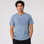 Men's Sky Blue Graphic Print Crew Neck T-Shirt-1
