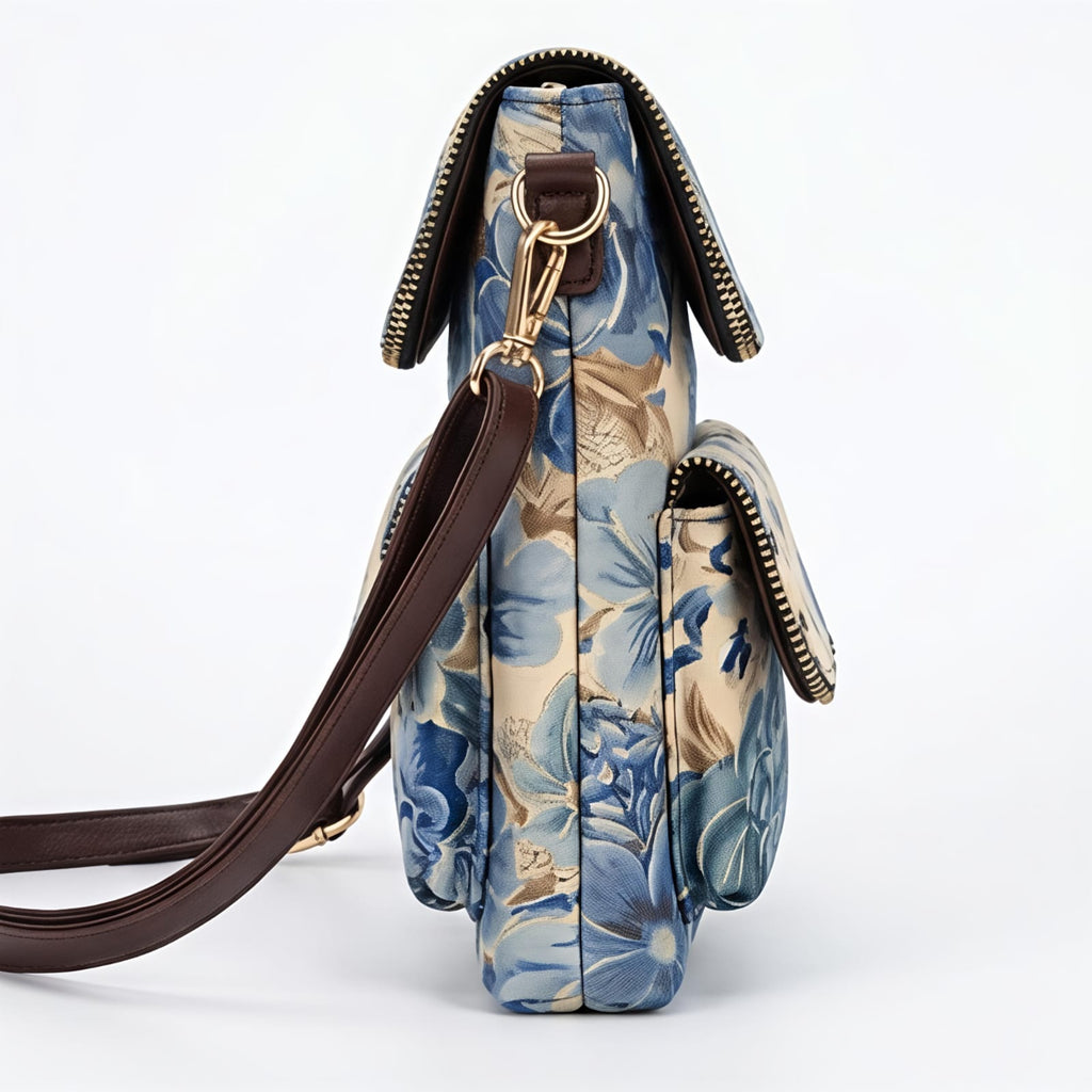 Women's Blue Floral Printed Sling Bag-4
