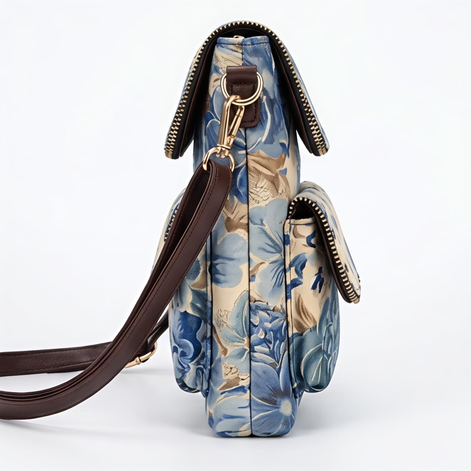 Women's Blue Floral Printed Sling Bag-4