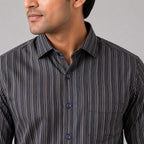 Men's Midnight Navy Vertical Stripe Premium Shirt-3