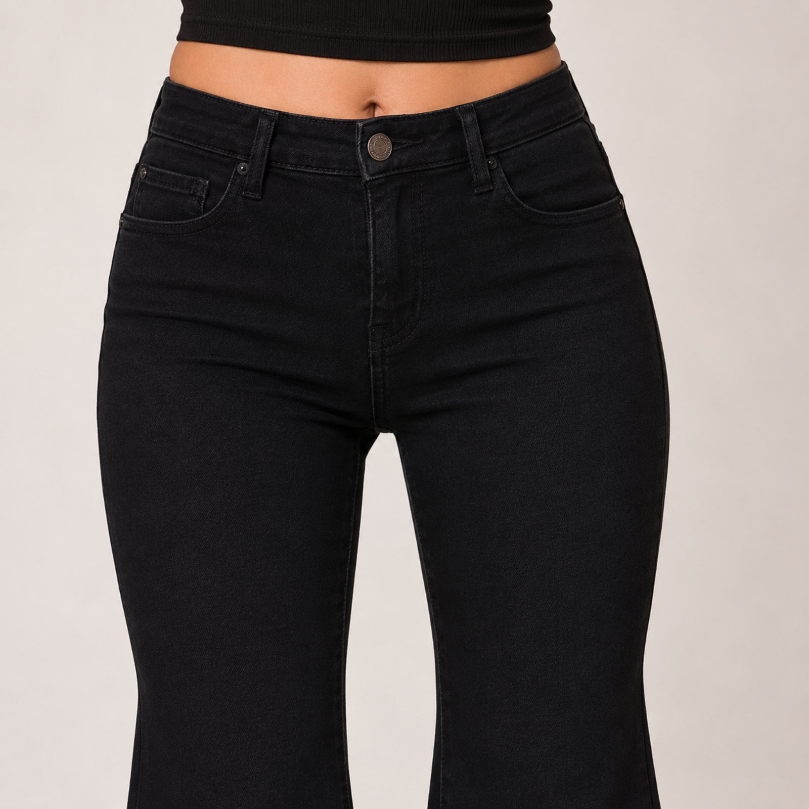 Women's Black Flared Fit Denim Jeans-4