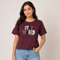 Women's Stay Weird Graphic Printed Wine T-Shirt-1