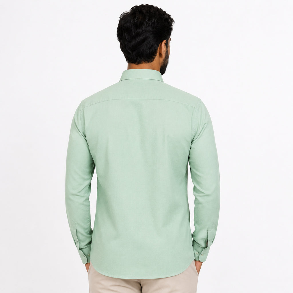 Men's Pista Green Solid Formal Shirt-1