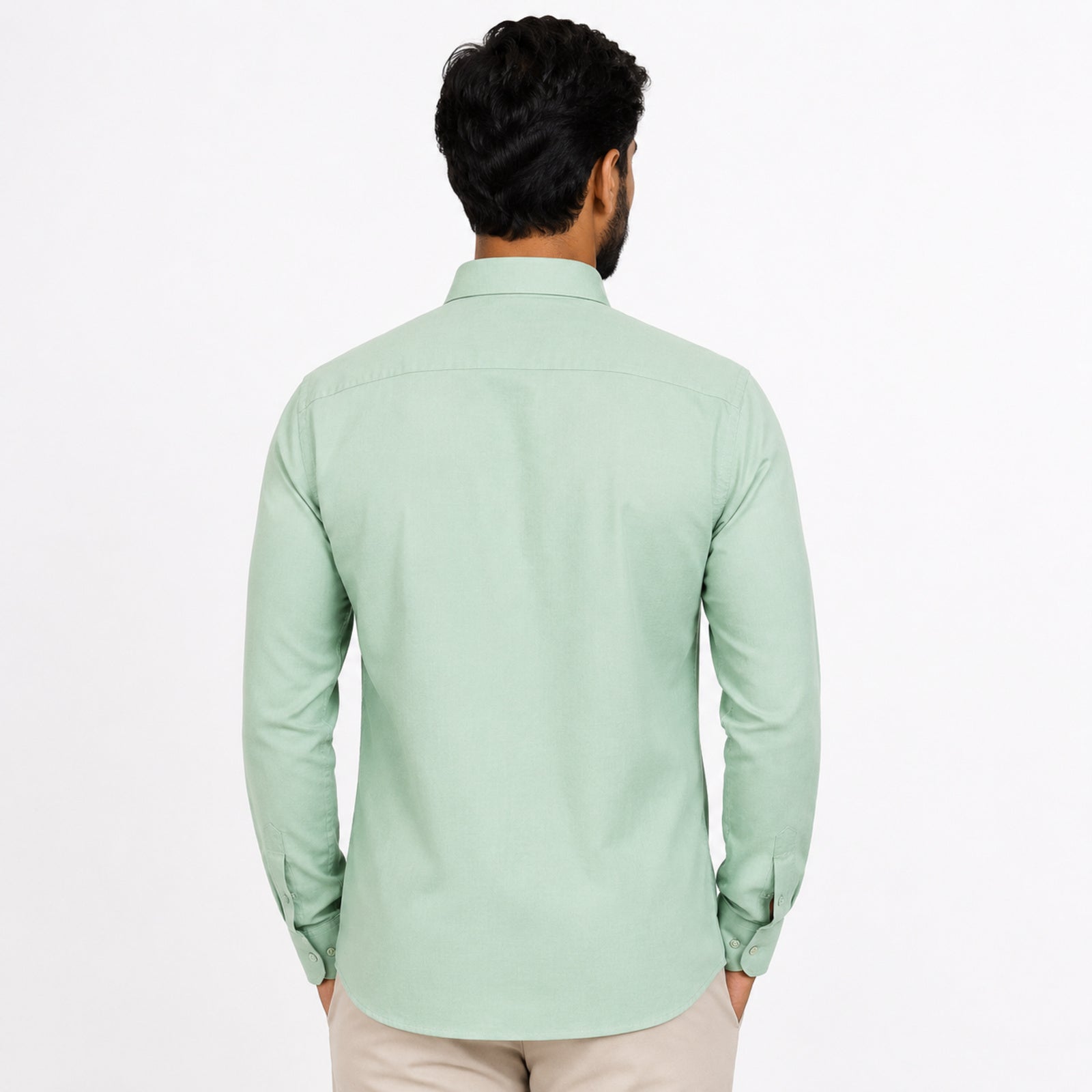 Men's Pista Green Solid Formal Shirt-1