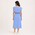 Women's Periwinkle Blue Crop Top & Midi Skirt Co-Ord Set-4