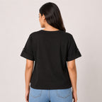 Women's Break Rules Graphic Printed Black T-Shirt-4
