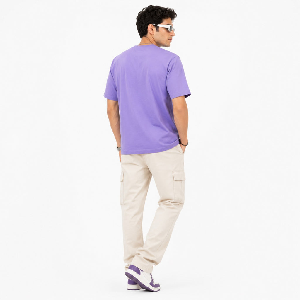 Men's Lavender Multiverse Graphic Oversized T-Shirt-1