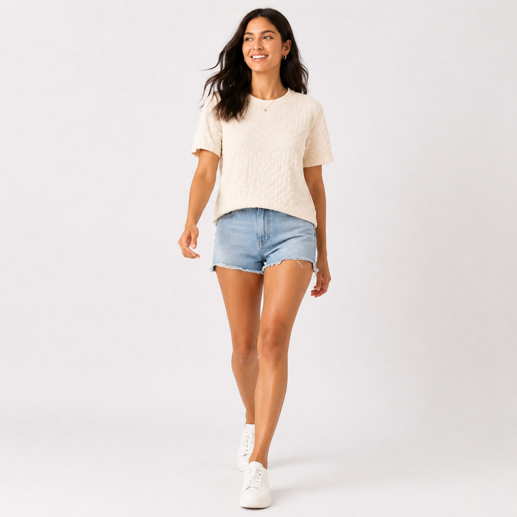 Women's Cream Floral Print Full Sleeve Top-2