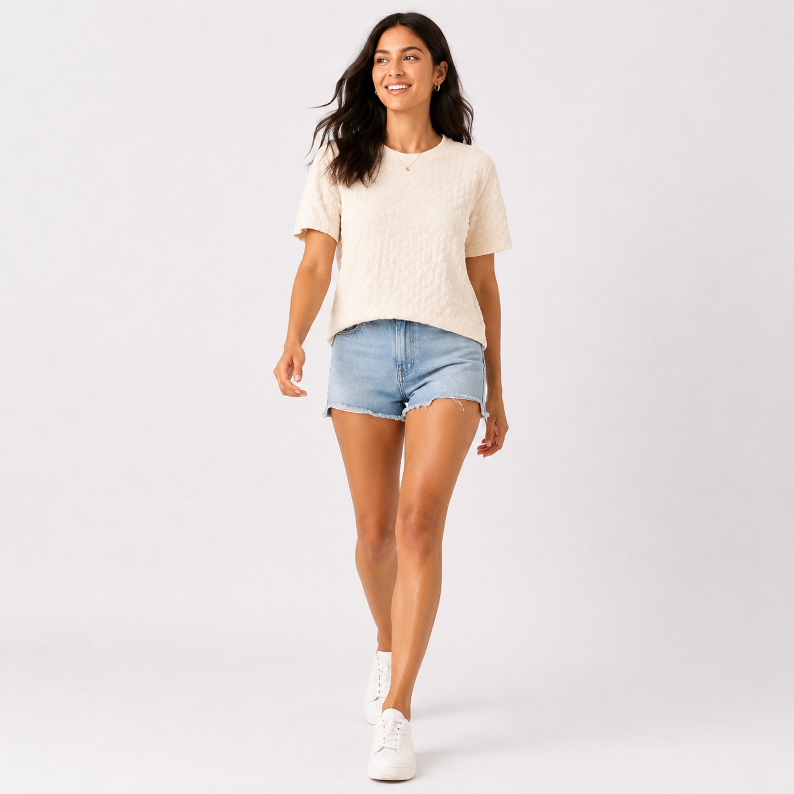 Women's Cream Floral Print Full Sleeve Top-2