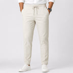 Men's Luxe Ivory Drawstring Smart Casual Trousers-3