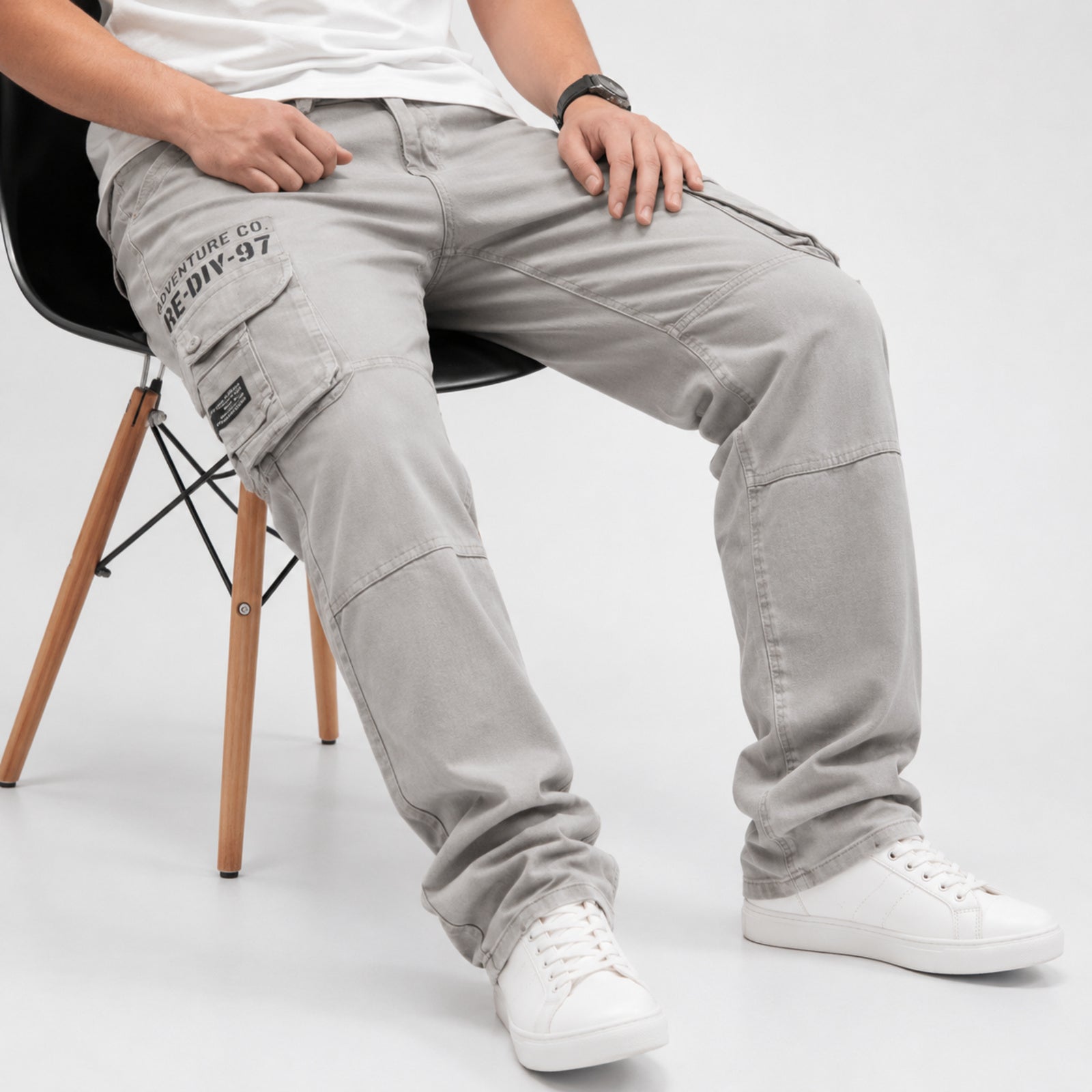 Men's Pastel Green Utility Cargo Pants-3