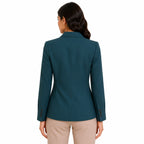 Women's Dark Green Single-Button Formal Blazer-2