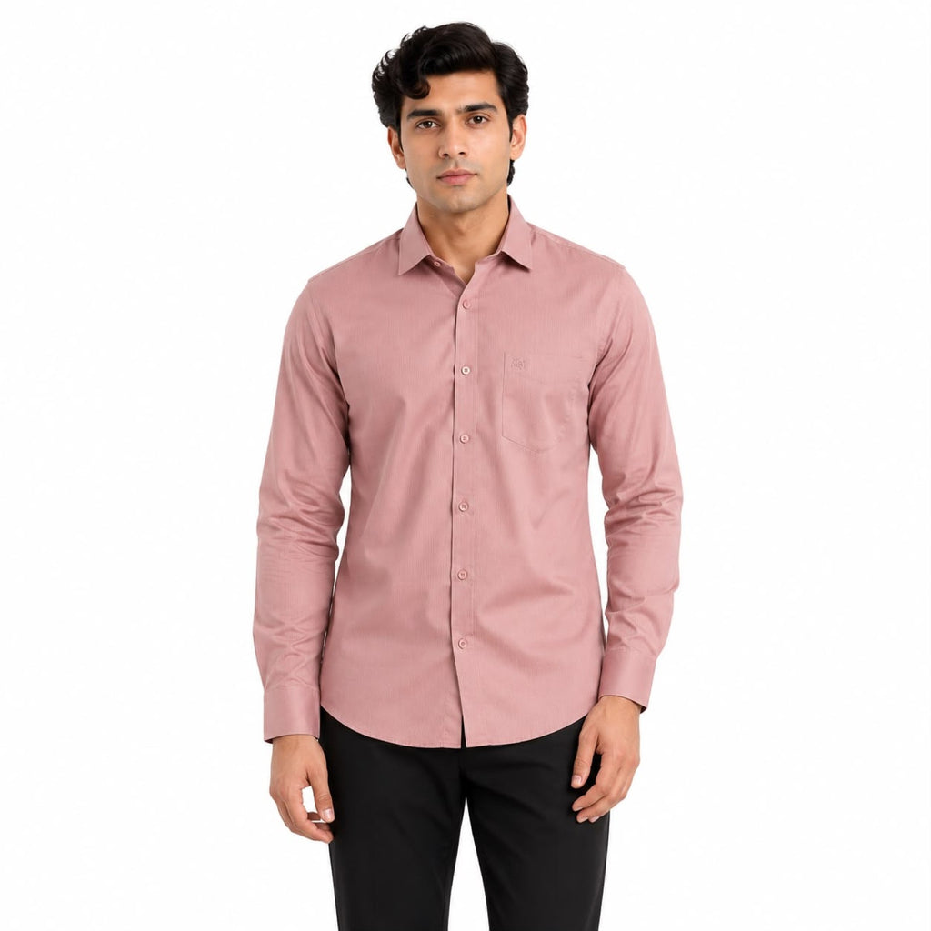 Men's Pink Micro Stripe Full Sleeve Shirt with Chest Pocket-1