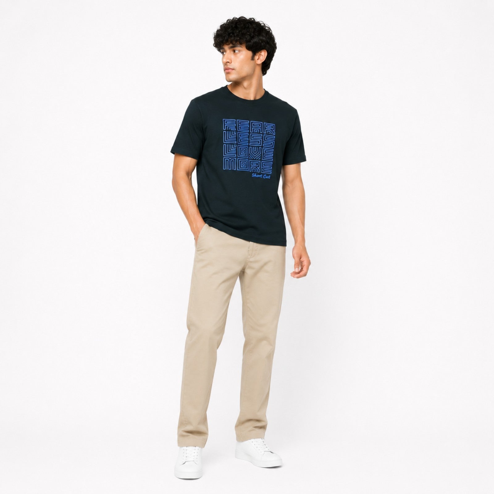Men's Charcoal Grey Graphic Printed T-Shirt-4