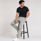 Men's Premium Ash Grey Slim Fit Formal Trousers-3