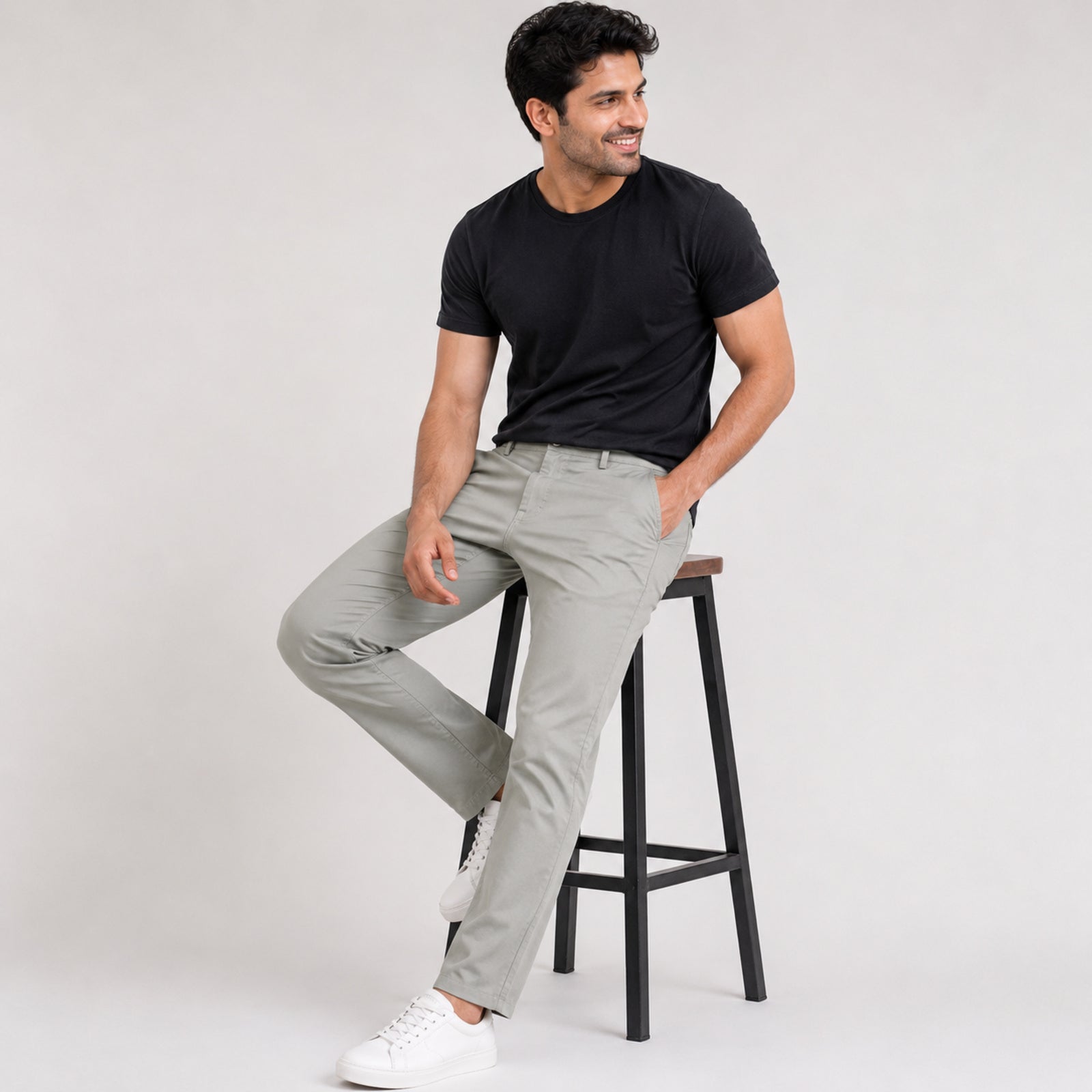Men's Premium Ash Grey Slim Fit Formal Trousers-3