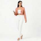 Blush Shimmer Textured Cropped Shrug-3