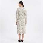 Ivory Abstract Wrap Midi Dress-4
