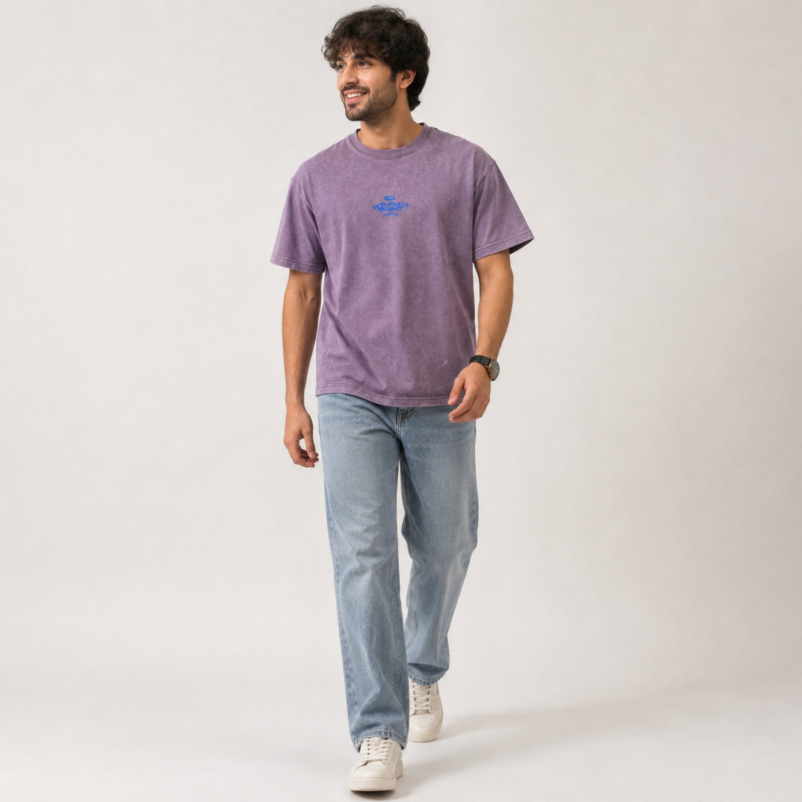 Men's Lavender Oversized Casual T-Shirt-1