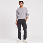 Men's Dark Grey Slim Fit Casual Trousers-4