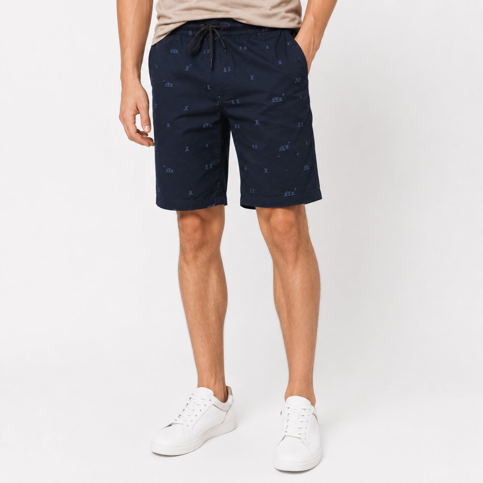 Men's Navy Blue Printed Casual Shorts-4