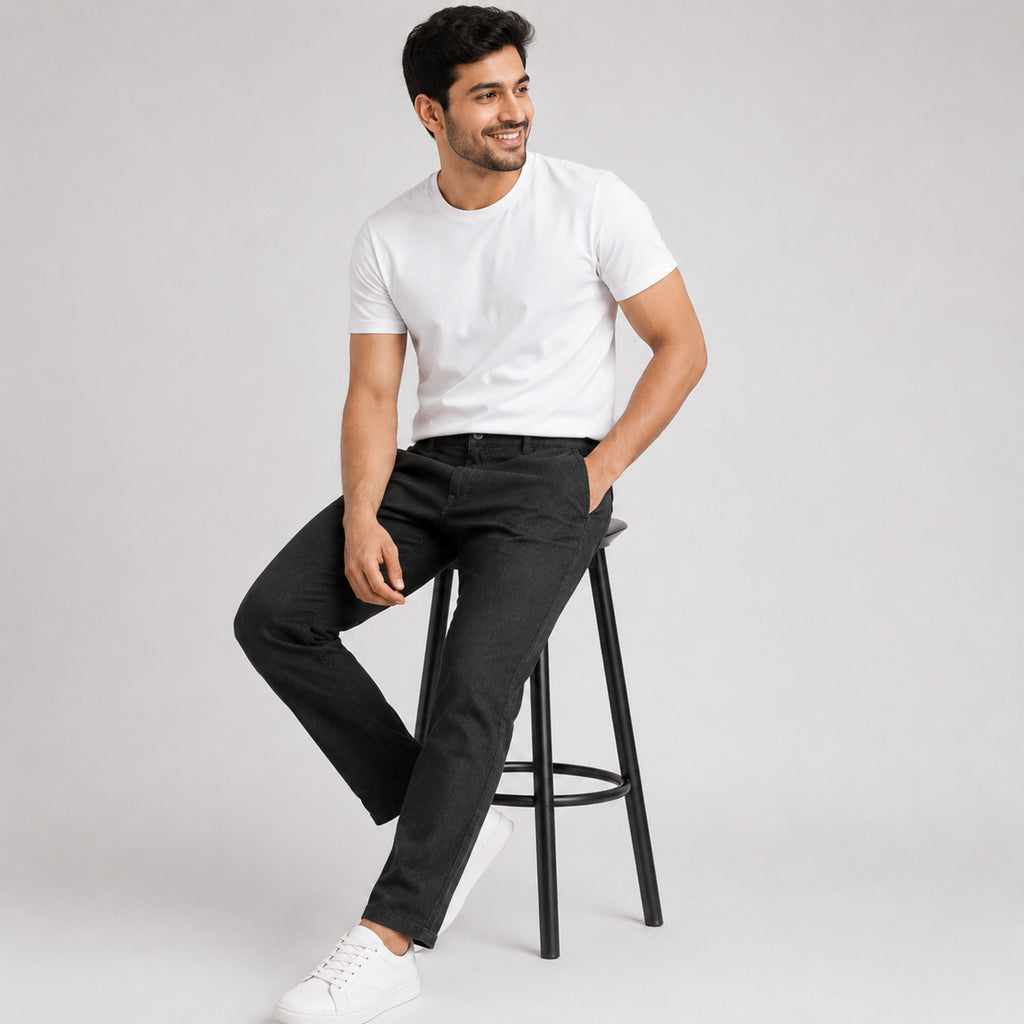 Men's Premium Charcoal Slim Fit Casual Trousers-3