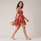 Women's Floral Print Strapless Mini Dress-2