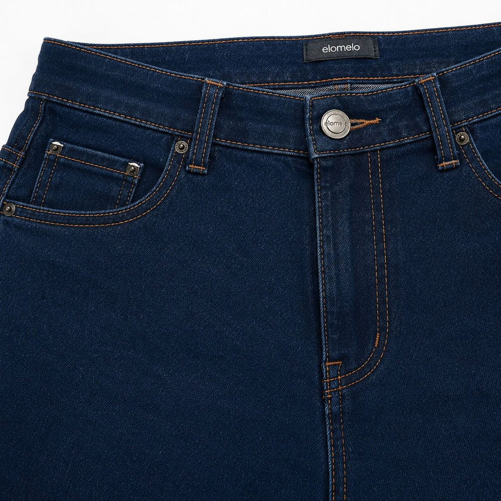 Women's Dark Wash Straight Fit High-Rise Jeans | Classic Full-Length Denim-3