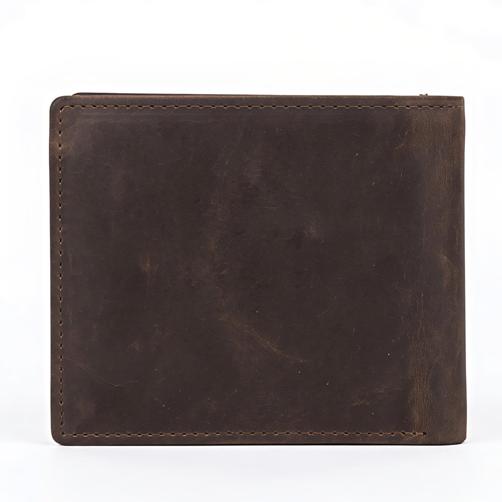 Men's Genuine Leather Roaring Lion Engraved Bi-Fold Wallet-3