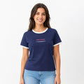 Women's Navy Blue Graphic Ringer T-Shirt-1