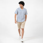 Men's White & Blue Geometric Print Casual Shirt-4