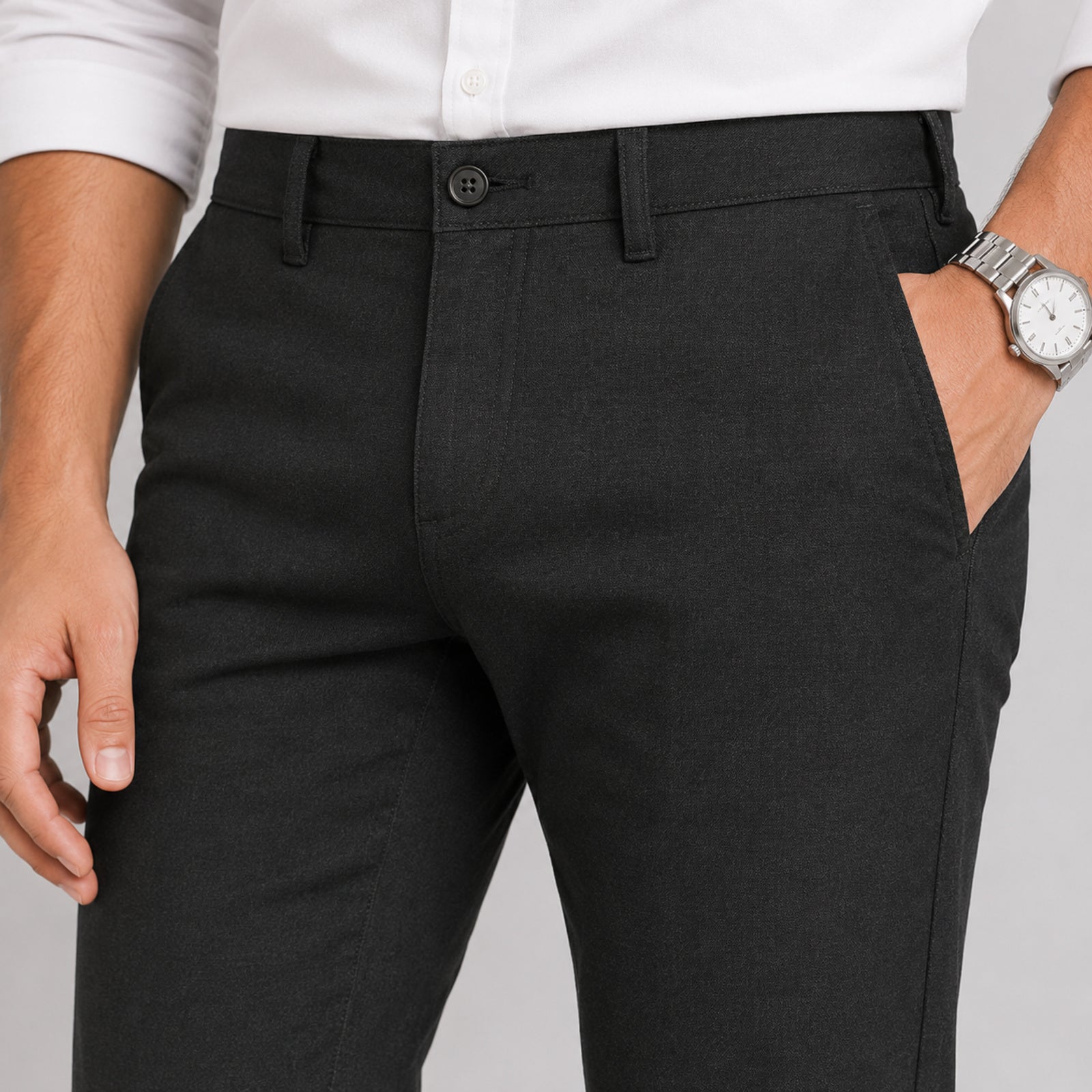 Men's Premium Charcoal Slim Fit Casual Trousers-2