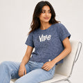 Women's Vibe Graphic Printed Blue T-Shirt-1