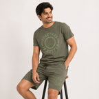 Men's Light Green Typography Varsity Print Performance T-Shirt and Shorts Co-ord Set-3