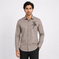 Men's Elegant Beige Embroidered Formal Shirt with Premium Artistic Motif-1