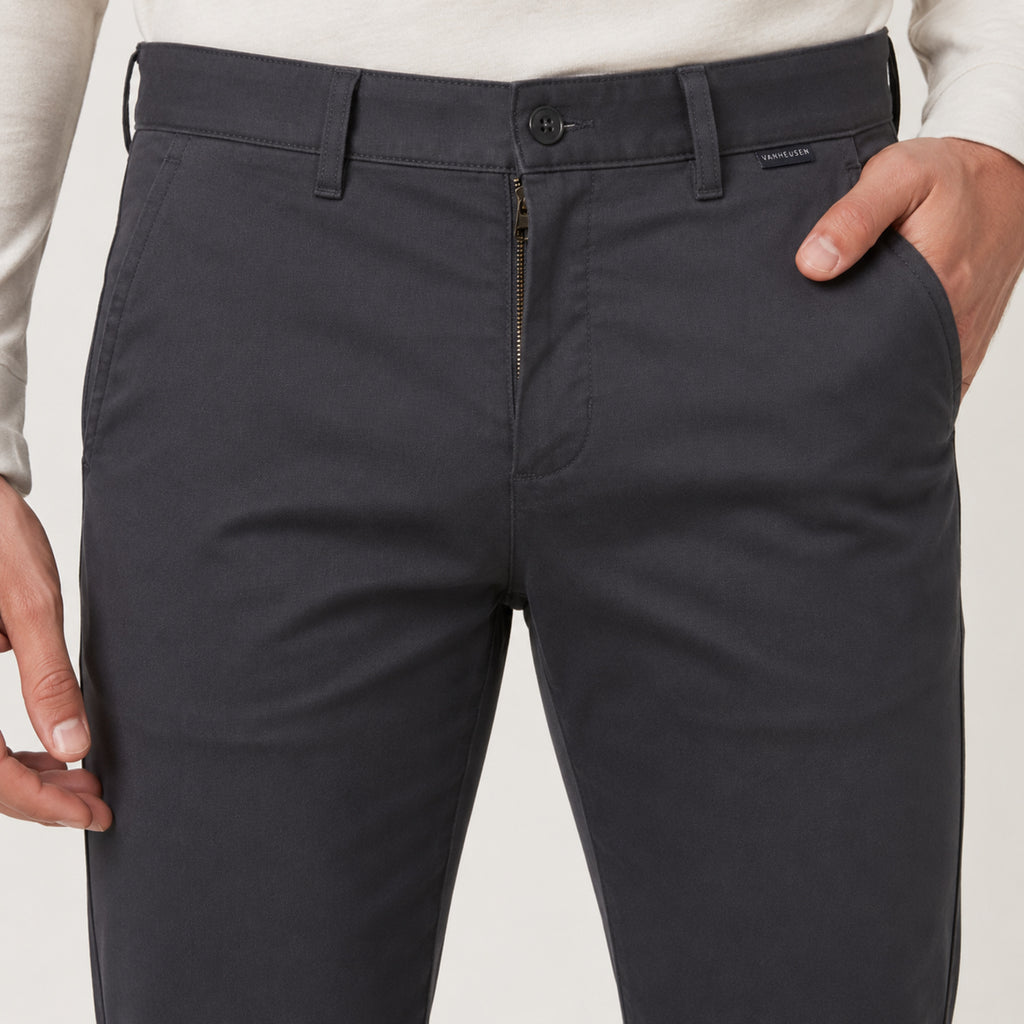 Men's Dark Grey Slim Fit Casual Trousers-3