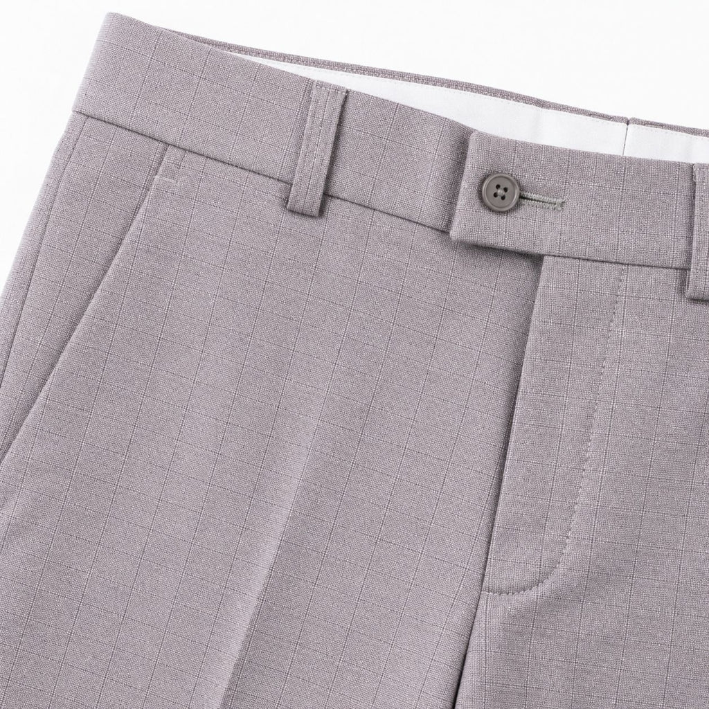 Men's Purple Textured Slim Fit Formal Trousers | Tailored Smart Office Wear Pants-3