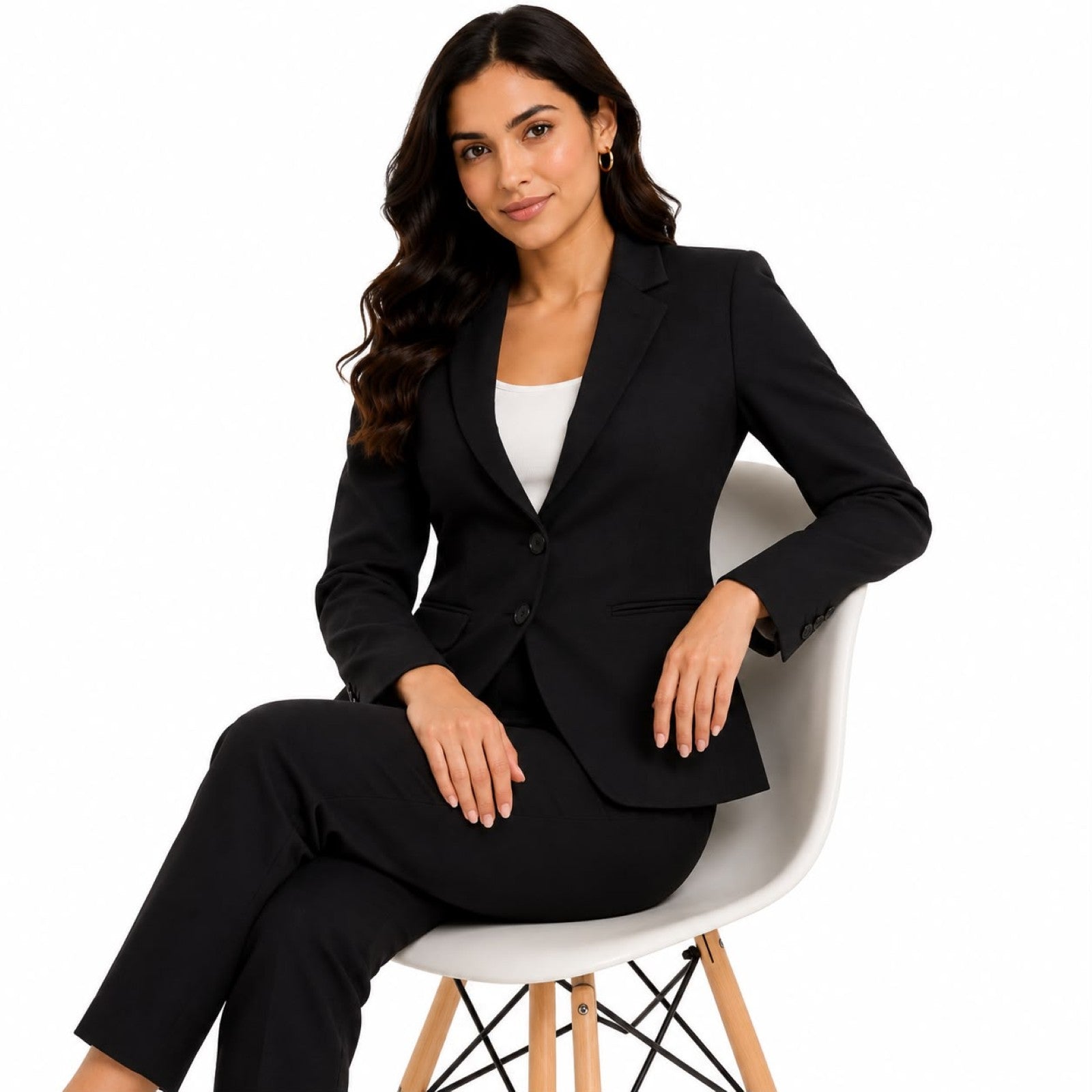Women's Black Double-Button Formal Blazer-3