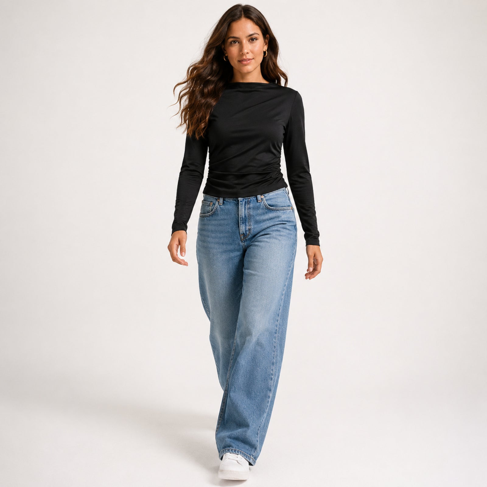 Women's Midnight Black Long Sleeve Fitted Top-3