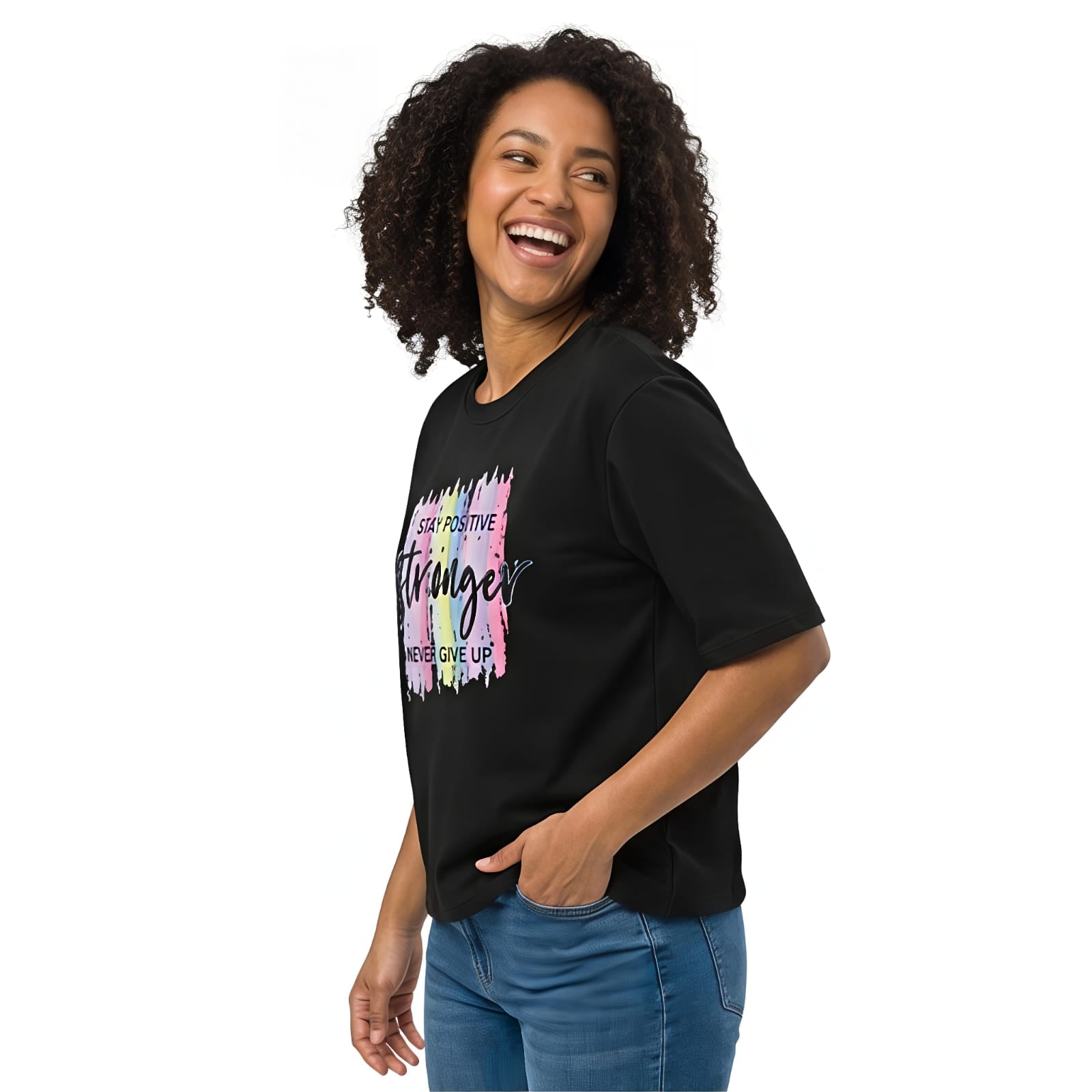 Women's “Stay Positive Stronger” Graphic T-Shirt-2